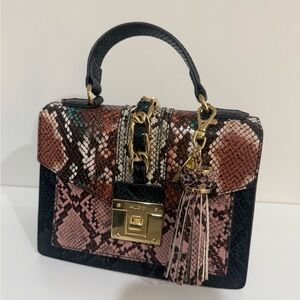Aldo Black and Brown Faux Snakeskin Mini Bag